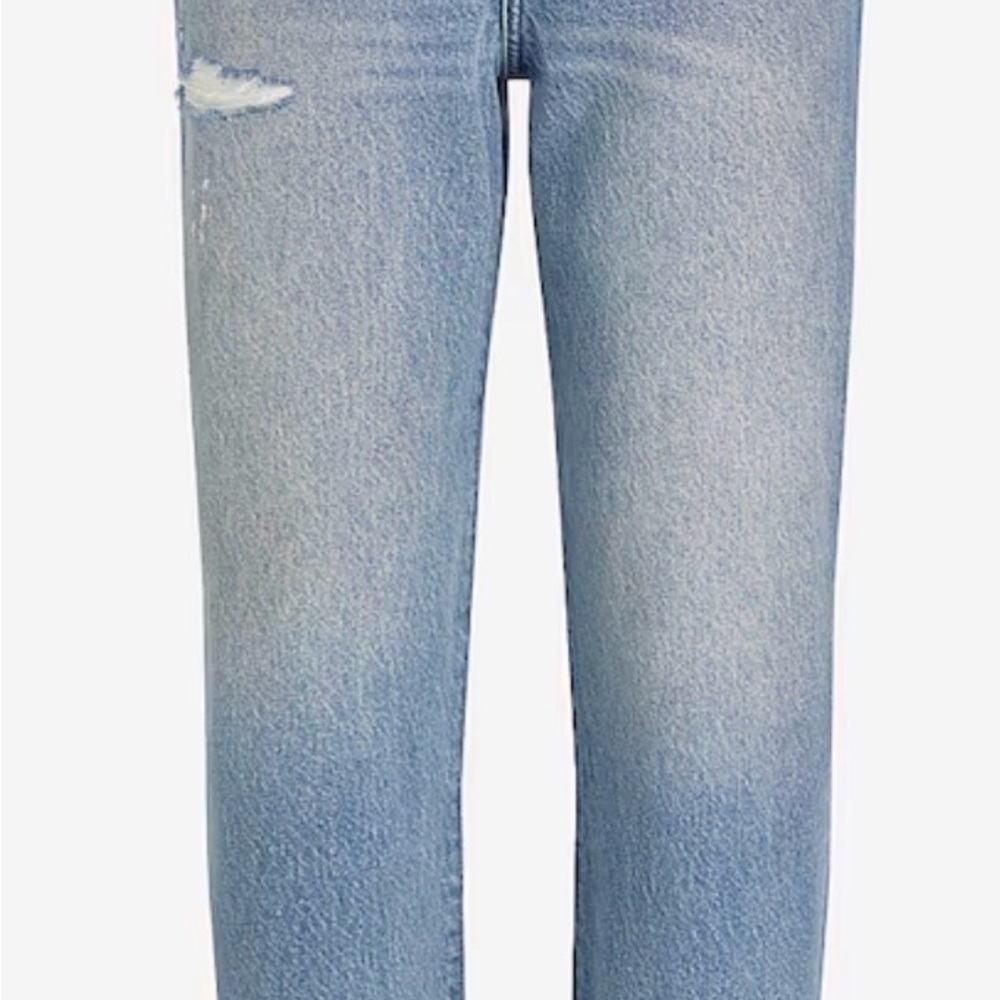Express Distressed Light Blue Cropped Jeans - Picture 2 of 9